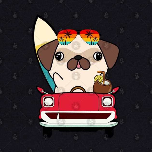 Funny pug driving a car by Pet Station